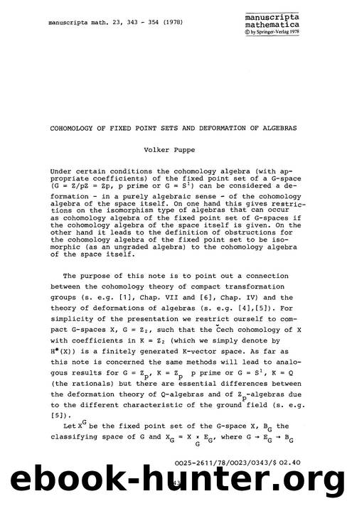 Cohomology of fixed point sets and deformation of algebras by Unknown