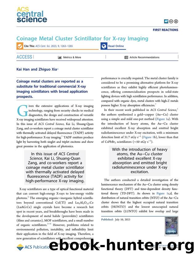 Coinage Metal Cluster Scintillator for Xâray Imaging by Kai Han & Zhiguo Xia (ORCID: g/0000-0002-9670-3223)