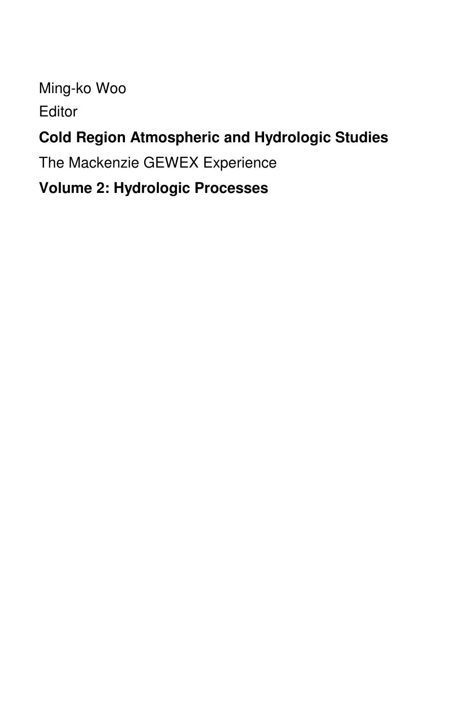Cold Region Atmospheric and Hydrologic Studies by Unknown