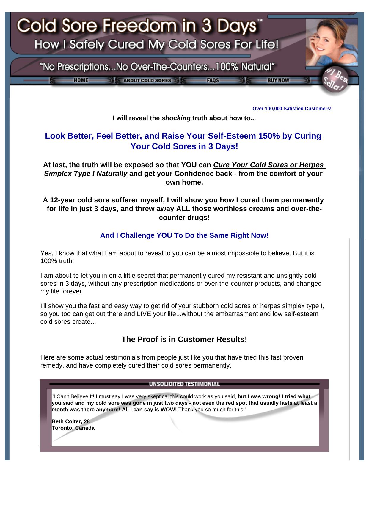 Cold Sore Freedom In 3 Days. by Best of Kuszter's Collection