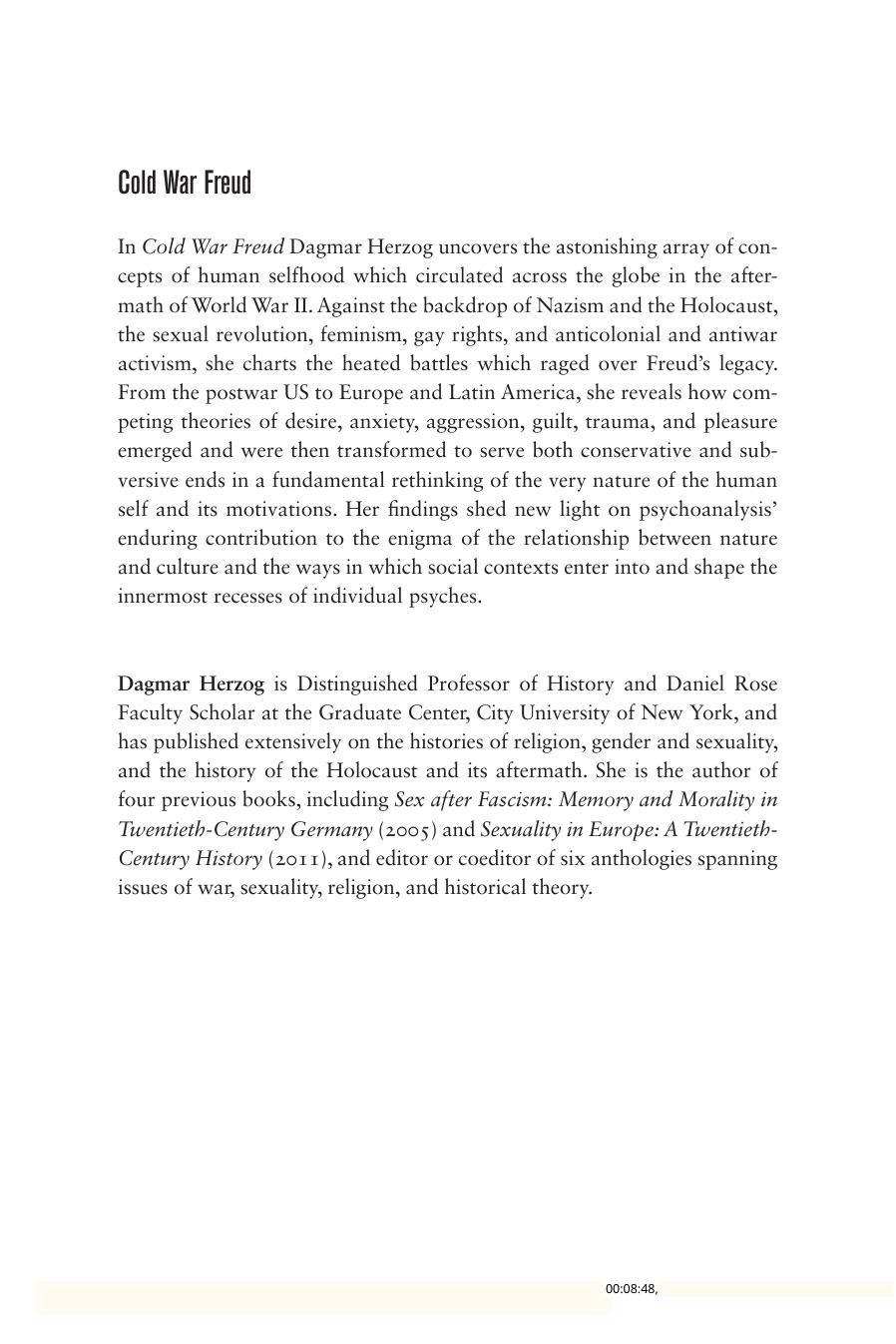 Cold War Freud. Psychoanalysis in an Age of Catastrophes by Dagmar Herzog