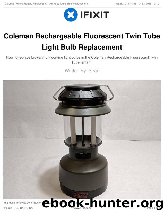 Coleman Rechargeable Fluorescent Twin Tube Light Bulb Replacement by Unknown