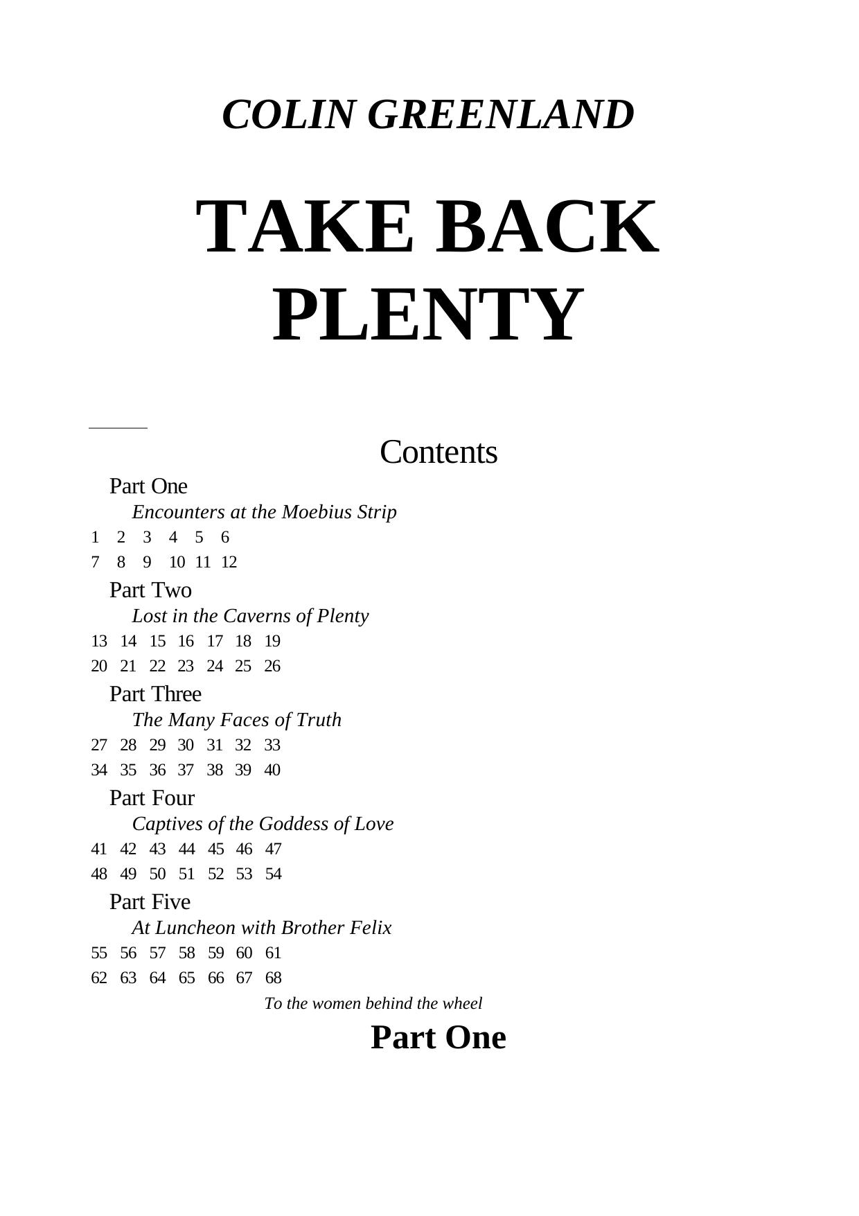 Colin Greenland by Take Back Plenty