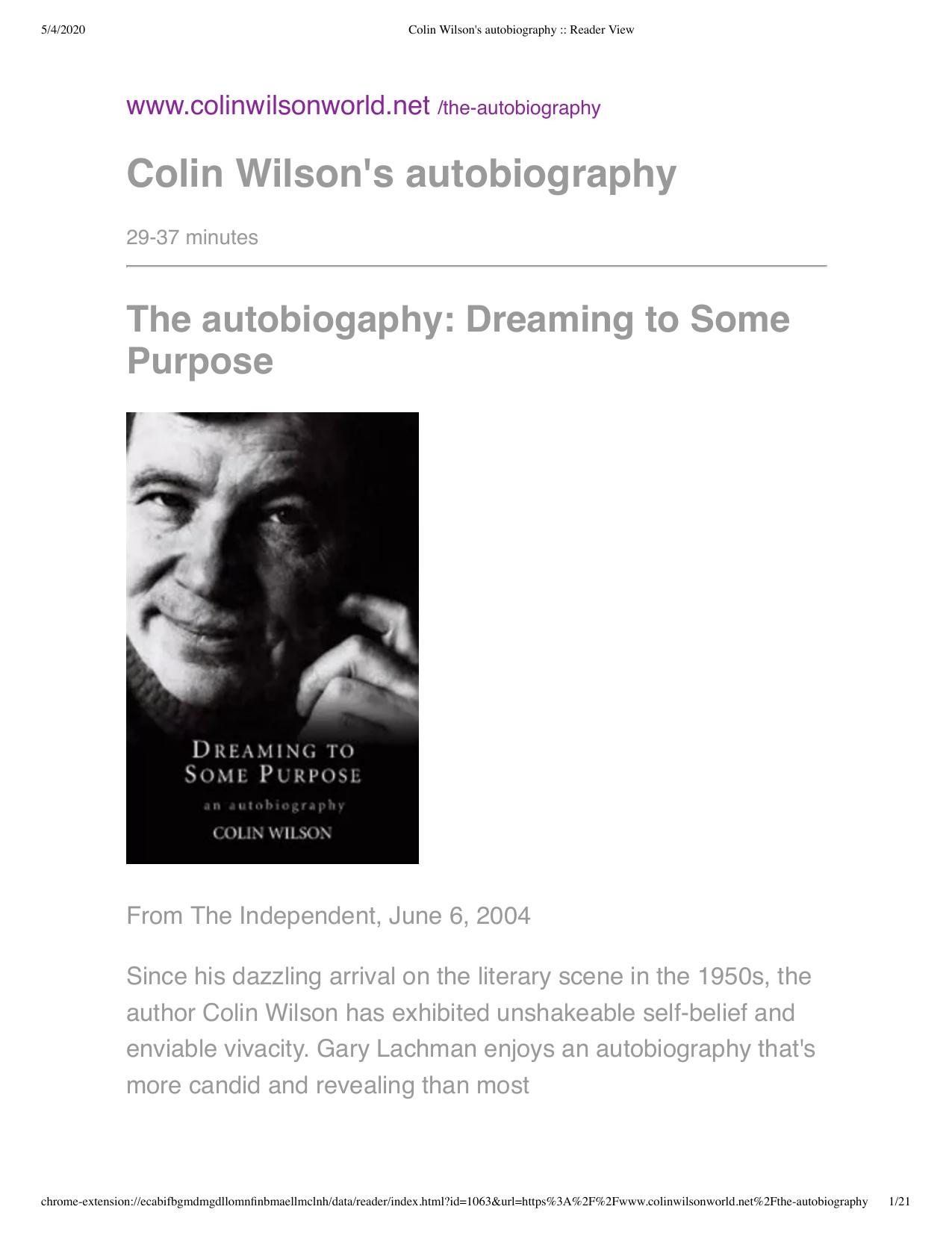 Colin Wilson - Interview by Jasper Gerard & Assorted Literary Reviews