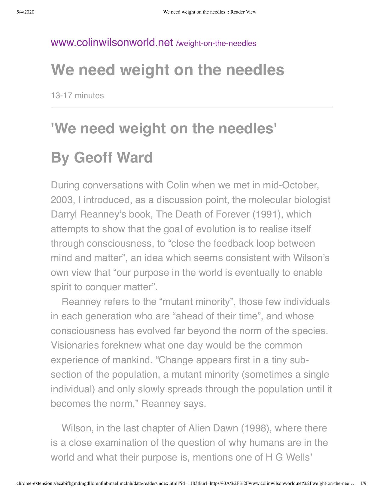 Colin Wilson - Interview by We Need Weight On The Needles