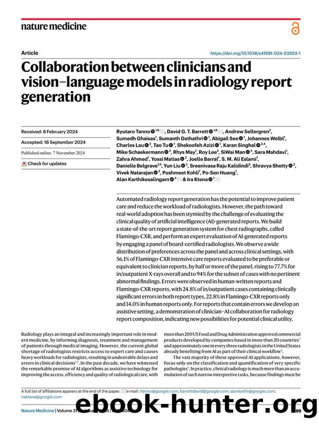 Collaboration between clinicians and visionâlanguage models in radiology report generation by unknow