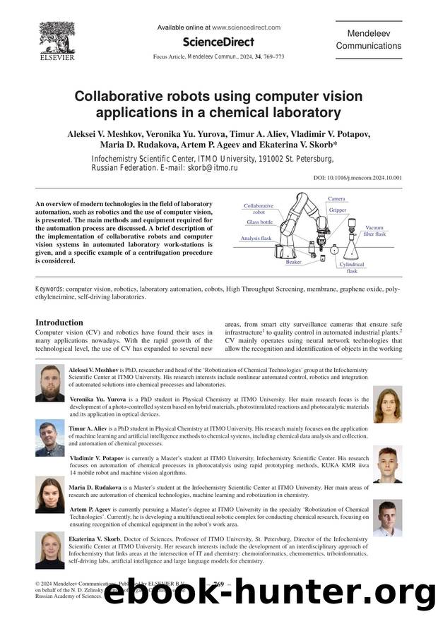 Collaborative robots using computer vision applications in a chemical laboratory by unknow