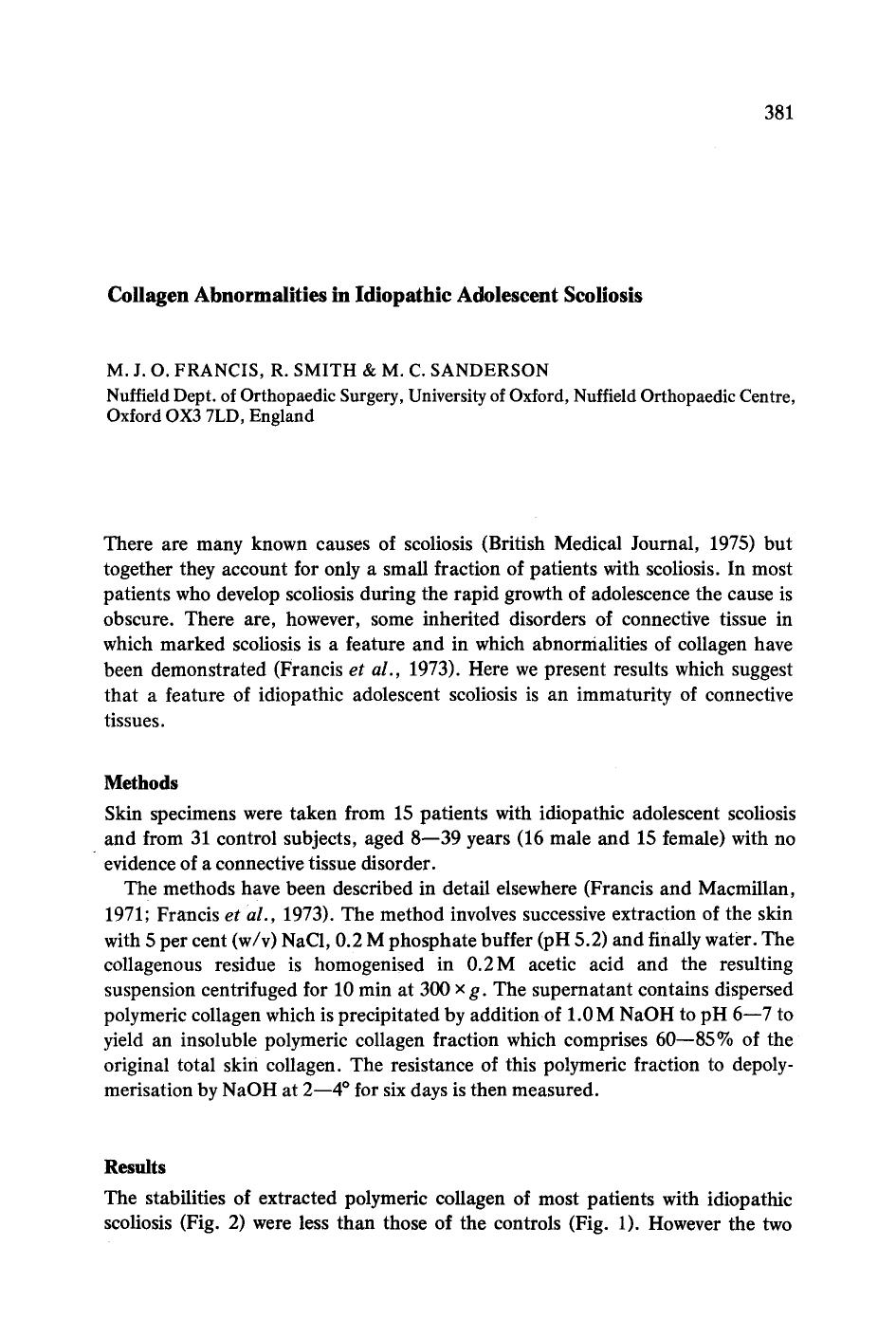 Collagen abnormalities in idiopathic adolescent scoliosis by Unknown