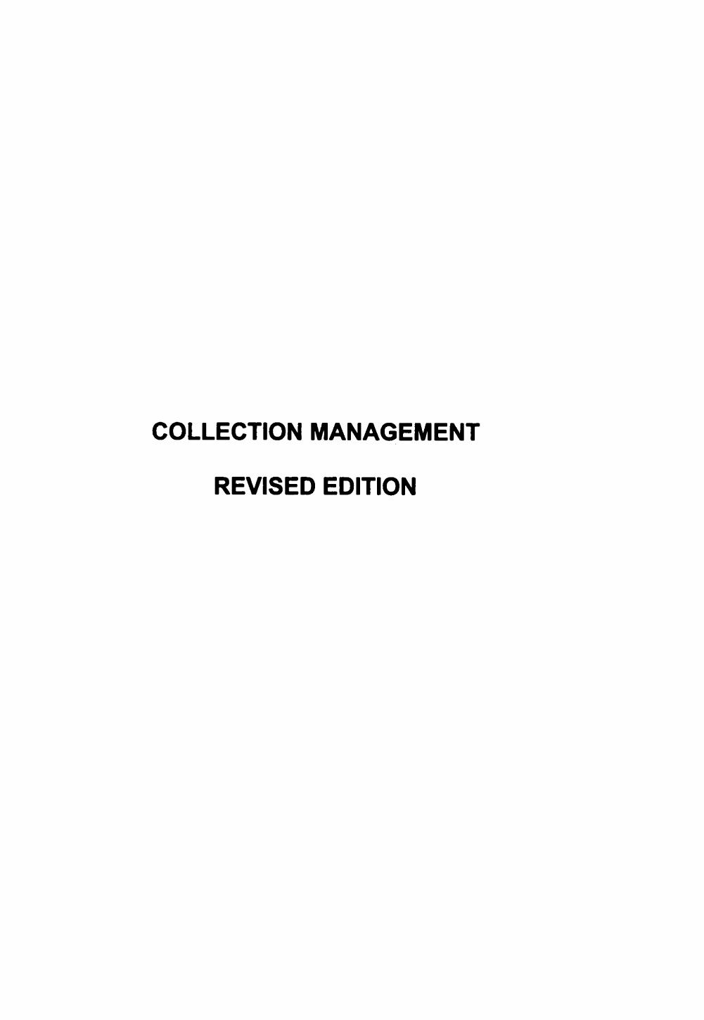 Collection Management. A Concise Introduction by John Kennedy (Auth.)