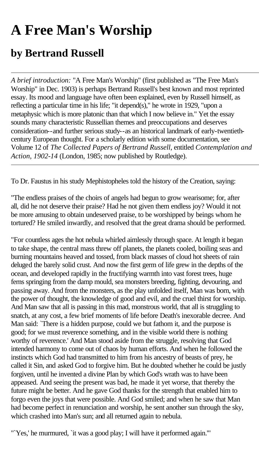 Collection Of Seven Essays by Russell Bertrand