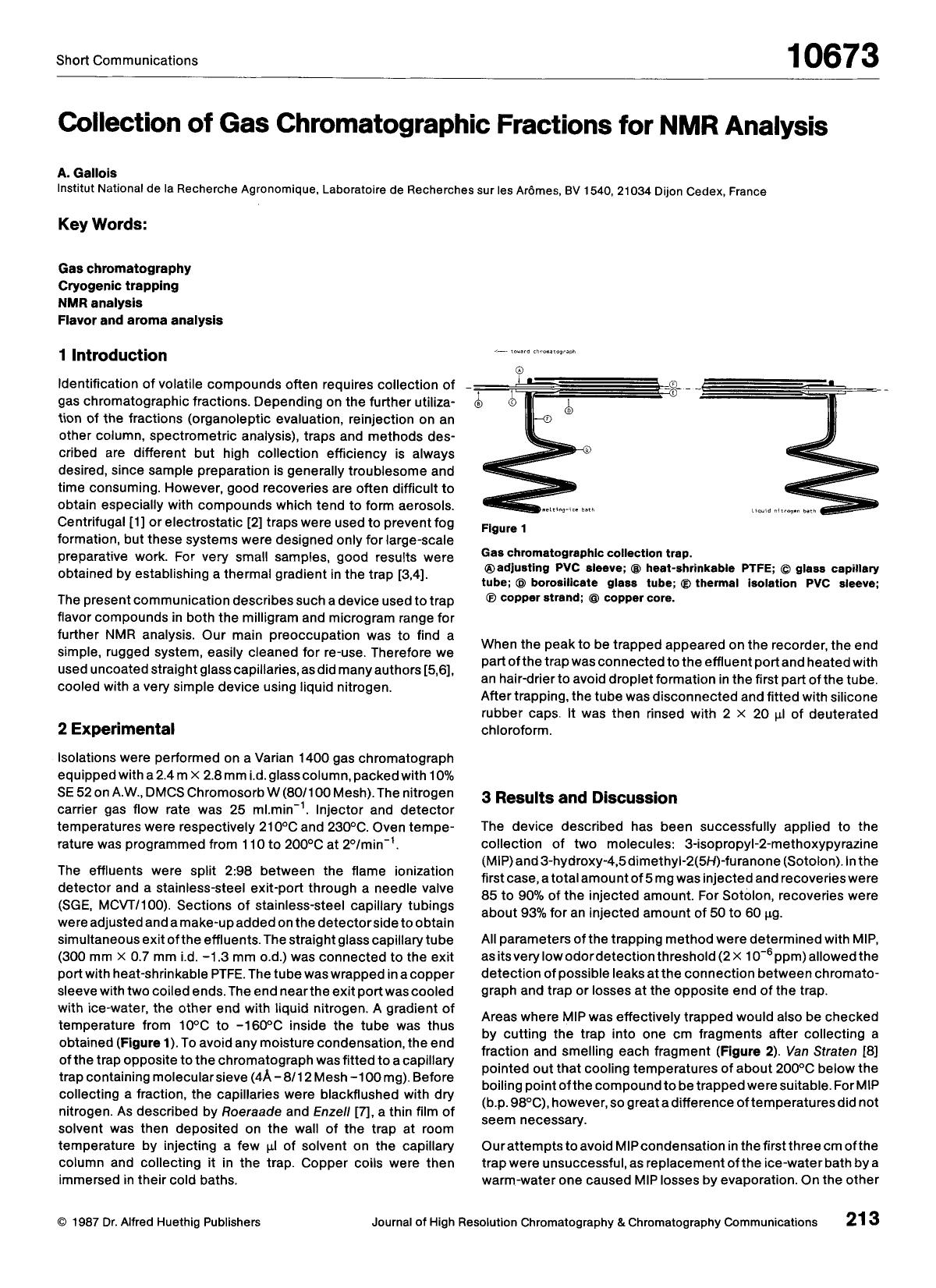 Collection of gas chromatographic fractions for NMR analysis by Unknown