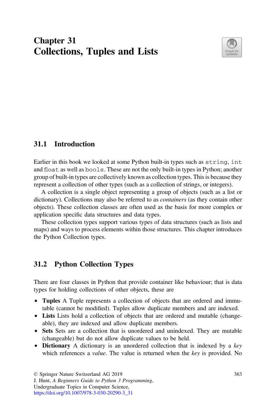 Collections, Tuples and Lists by John Hunt