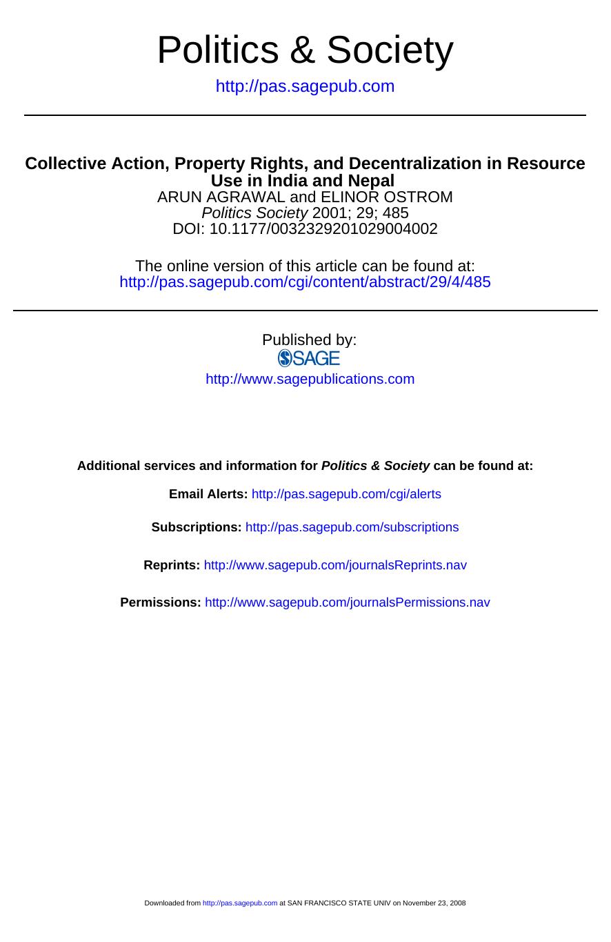 Collective Action, Property Rights, And Decentralization In Resource Use In India And Nepal by Unknown