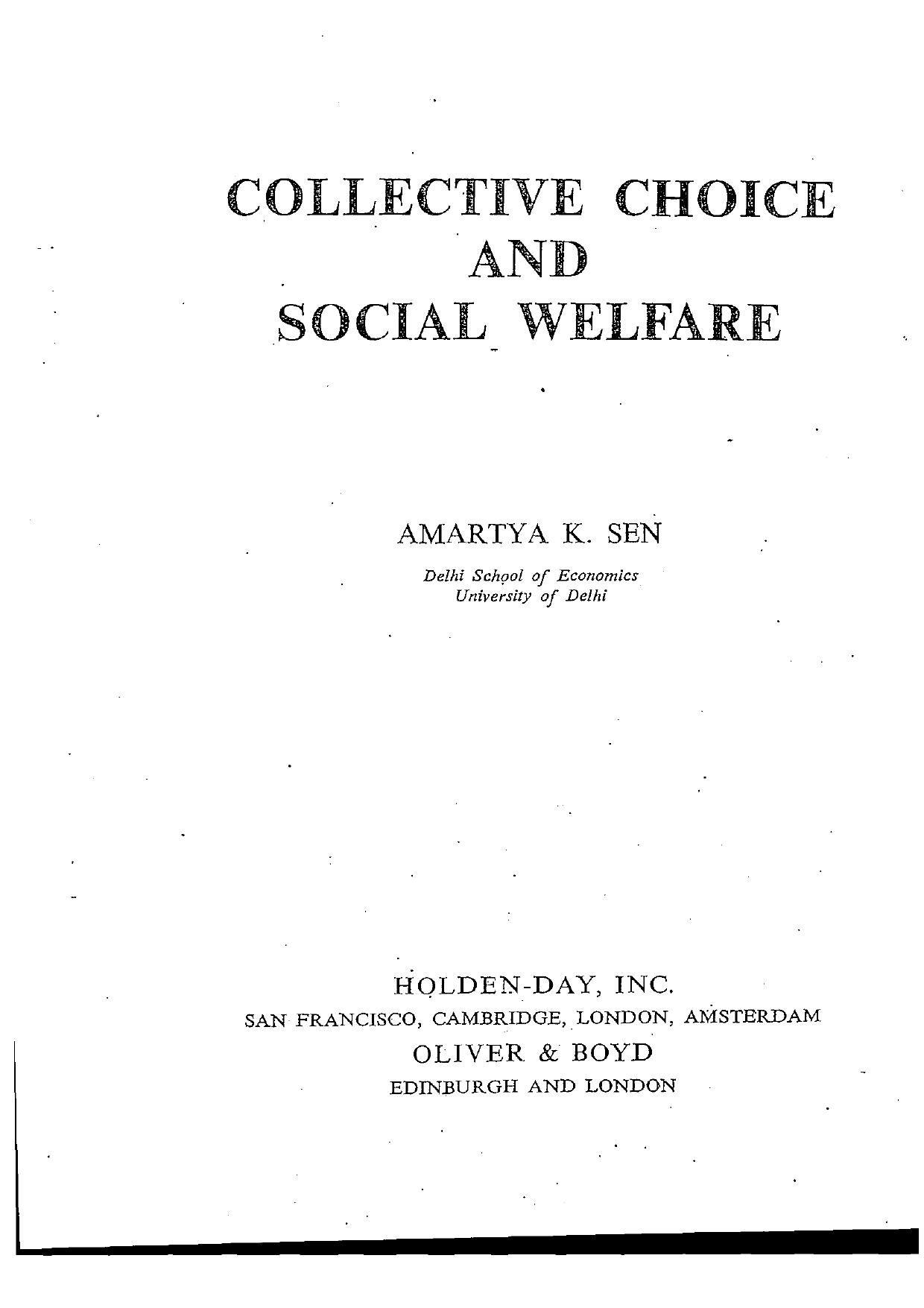 Collective Choice and Social Welfare by Amartya Sen