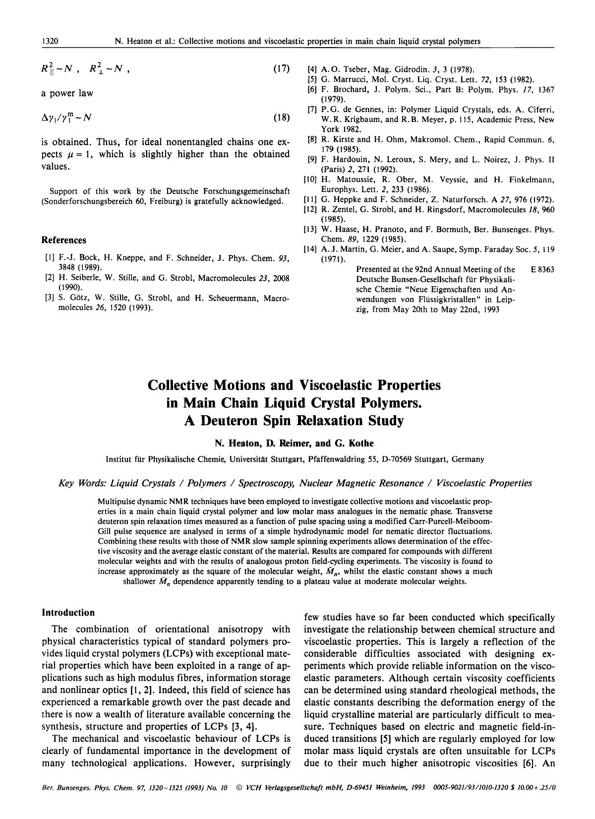 Collective Motions and Viscoelastic Properties in Main Chain Liquid Crystal Polymers. A Deuteron Spin Relaxation Study by Unknown