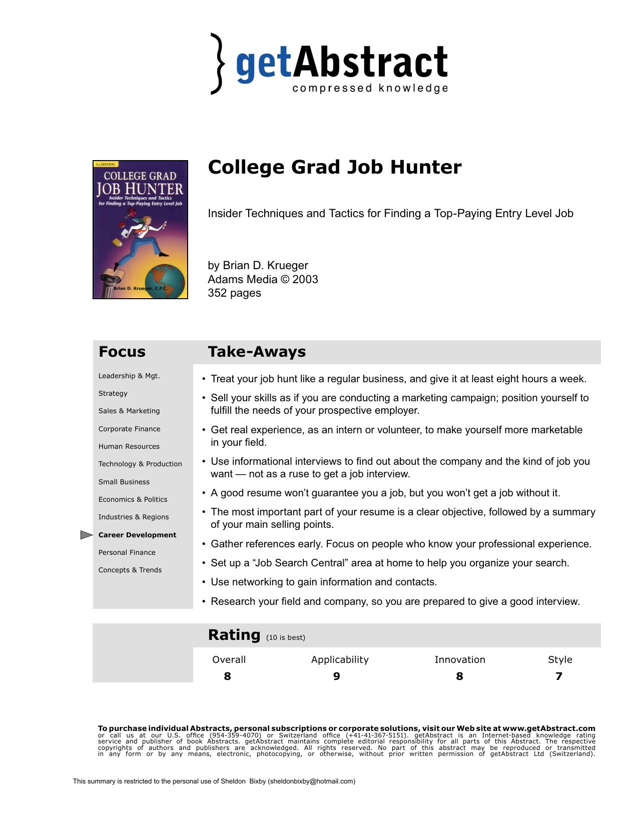 College Grad Job Hunter by getAbstract