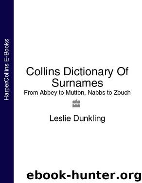 Collins Dictionary Of Surnames: From Abbey to Mutton, Nabbs to Zouch by Dunkling Leslie