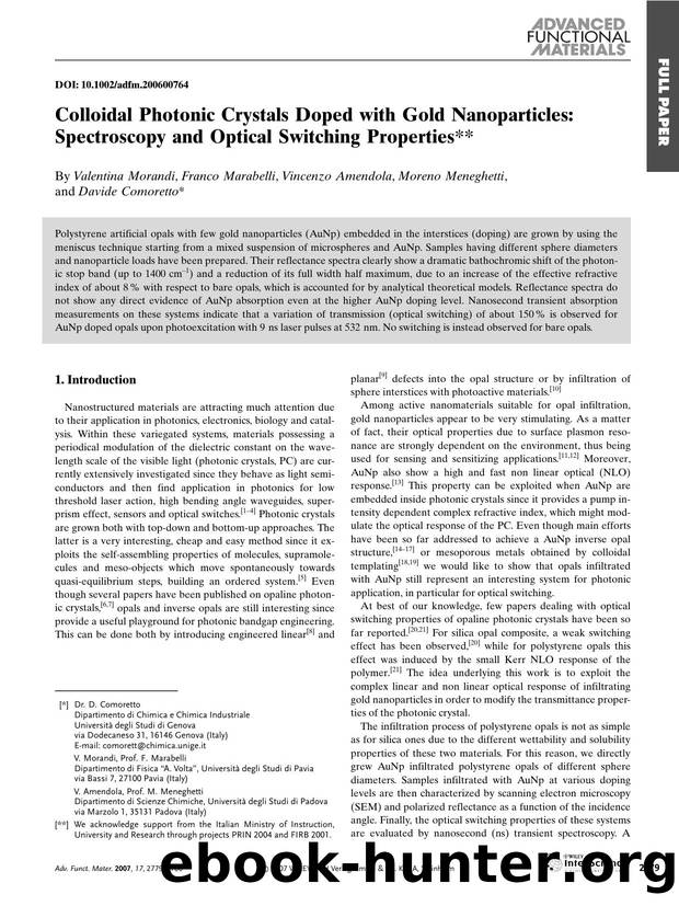 Colloidal Photonic Crystals Doped with Gold Nanoparticles: Spectroscopy and Optical Switching Properties by Unknown
