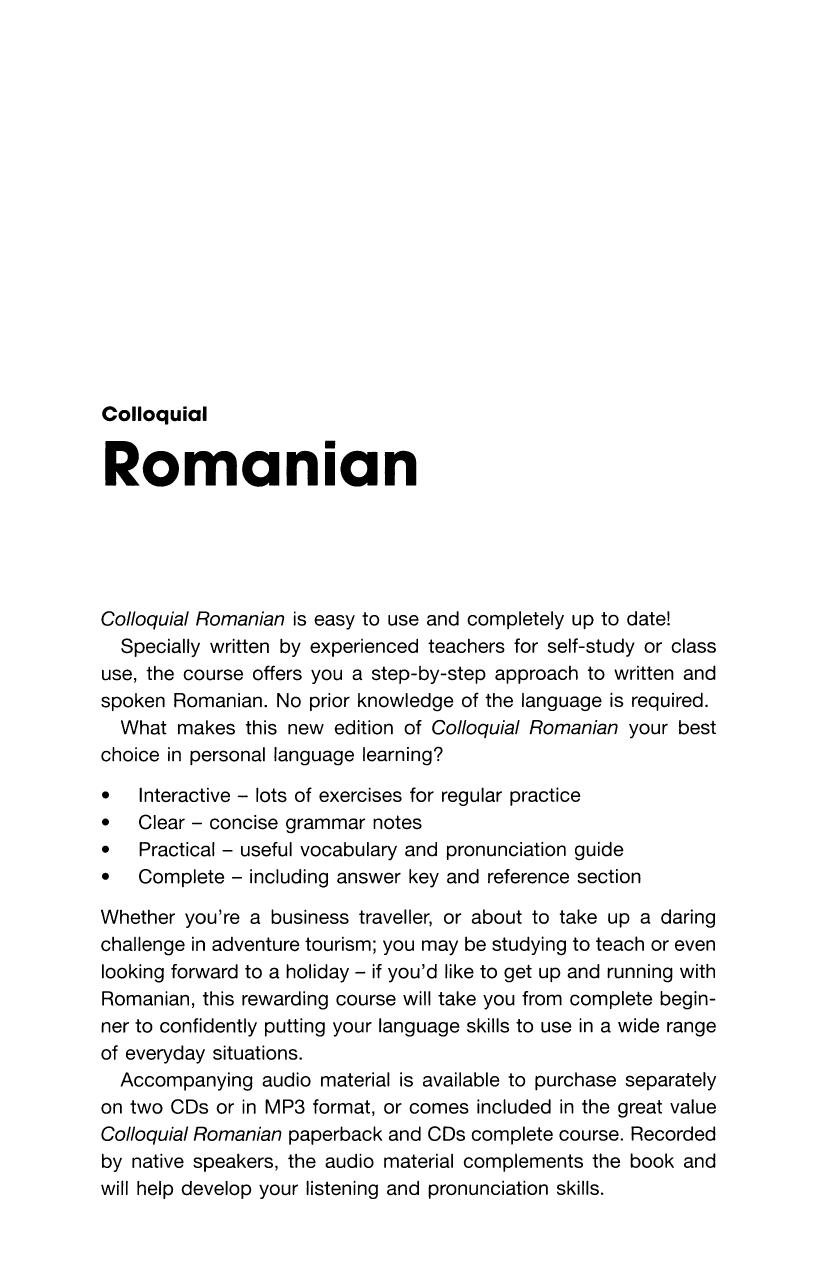 Colloquial Romanian: The Complete Course for Beginners, 4 edition by Unknow