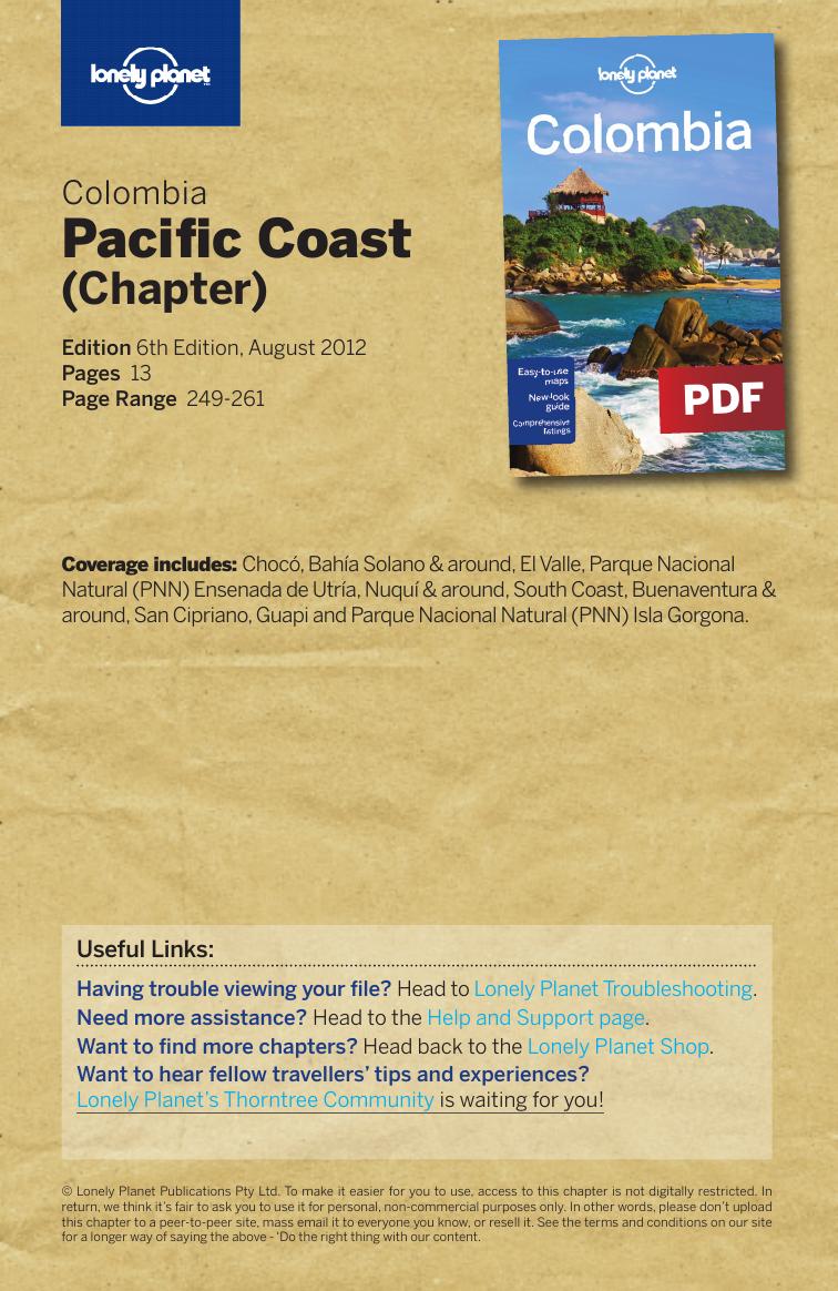 Colombia â Pacific Coast (Chapter) by Lonely Planet