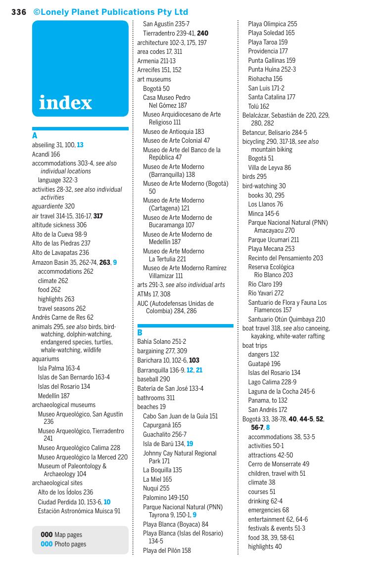 Colombia â index (chapter) by Lonely Planet