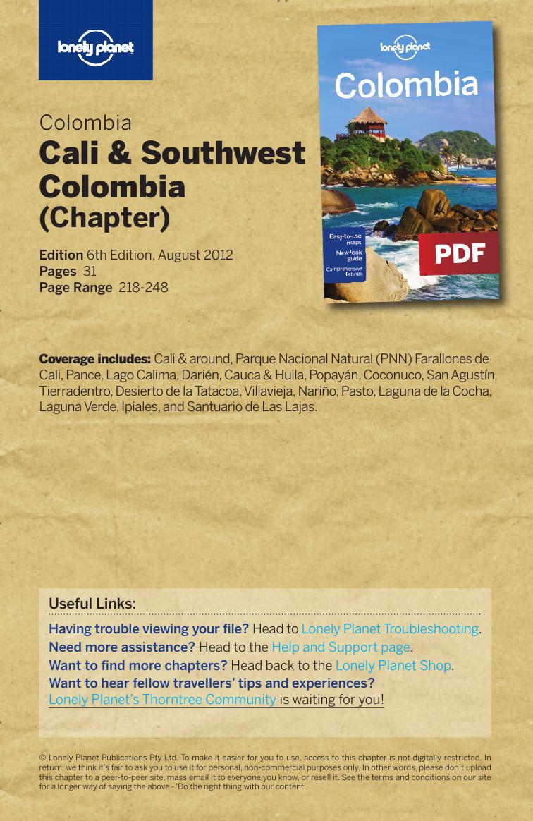 Colombia – Cali & Southwest Colombia (Chapter) by Lonely Planet