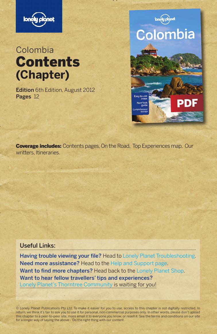Colombia – contents (chapter) by Lonely Planet