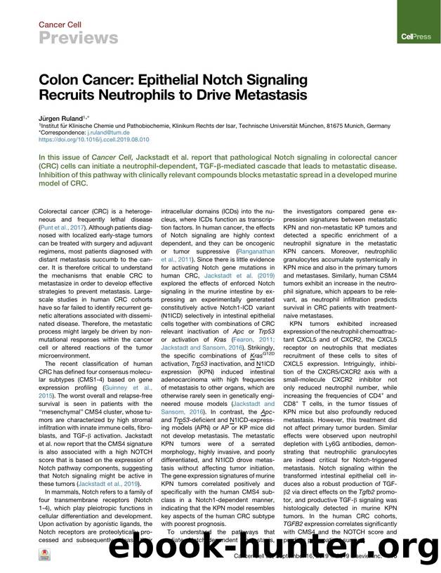 Colon Cancer: Epithelial Notch Signaling Recruits Neutrophils to Drive Metastasis by Jürgen Ruland