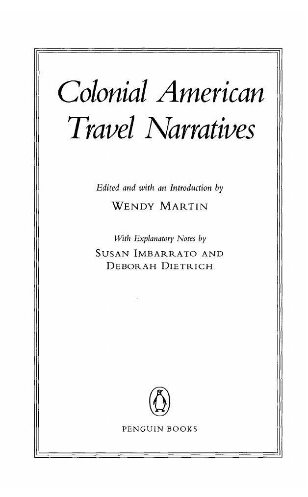 Colonial American Travel Narratives (Penguin Classics) by Various