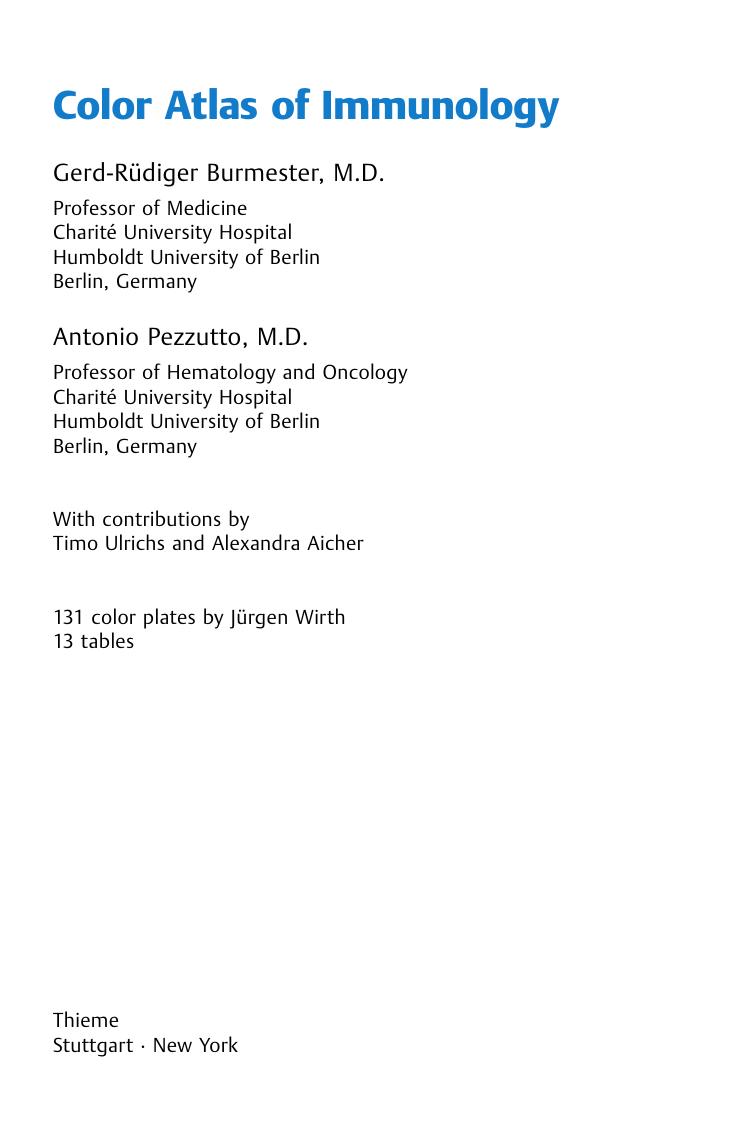 Color Atlas Of Immunology by Buermester G.-R. Pezzutto A