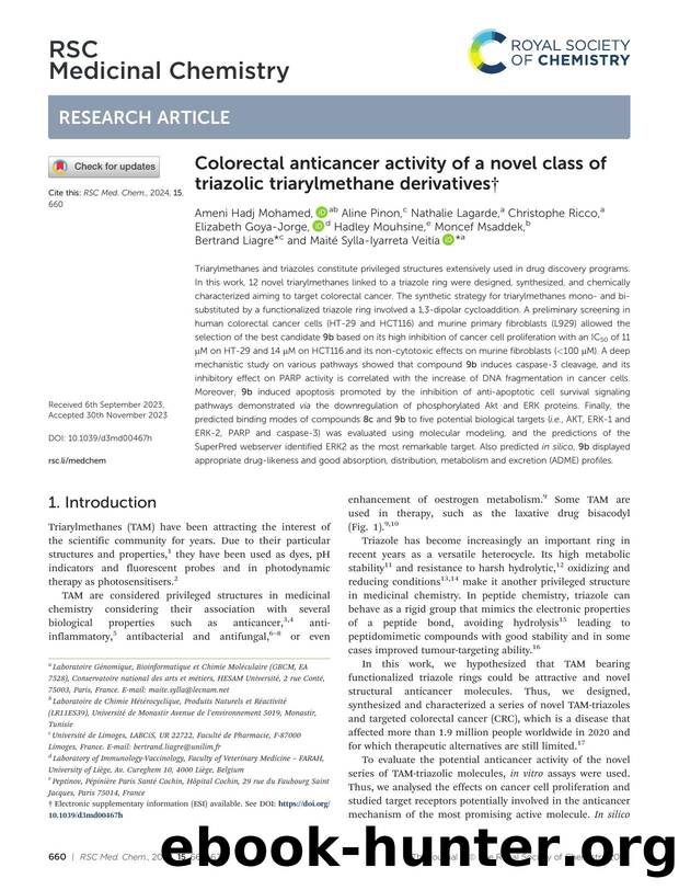 Colorectal anticancer activity of a novel class of triazolic triarylmethane derivatives by unknow