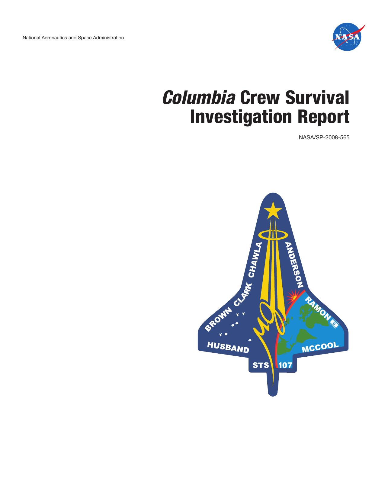 Columbia crew survival investigation report by United States. National Aeronautics and Space Administration