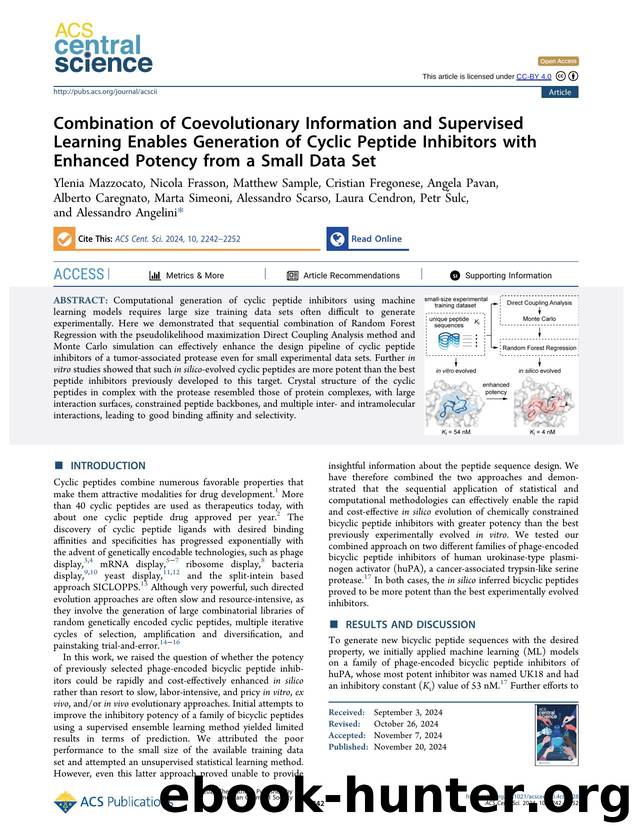 Combination of Coevolutionary Information and Supervised Learning Enables Generation of Cyclic Peptide Inhibitors with Enhanced Potency from a Small Data Set by unknow