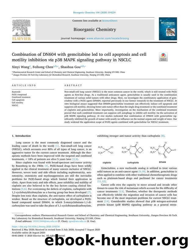 Combination of DN604 with gemcitabine led to cell apoptosis and cell motility inhibition via p38 MAPK signaling pathway in NSCLC by Xinyi Wang & Feihong Chen & Shaohua Gou