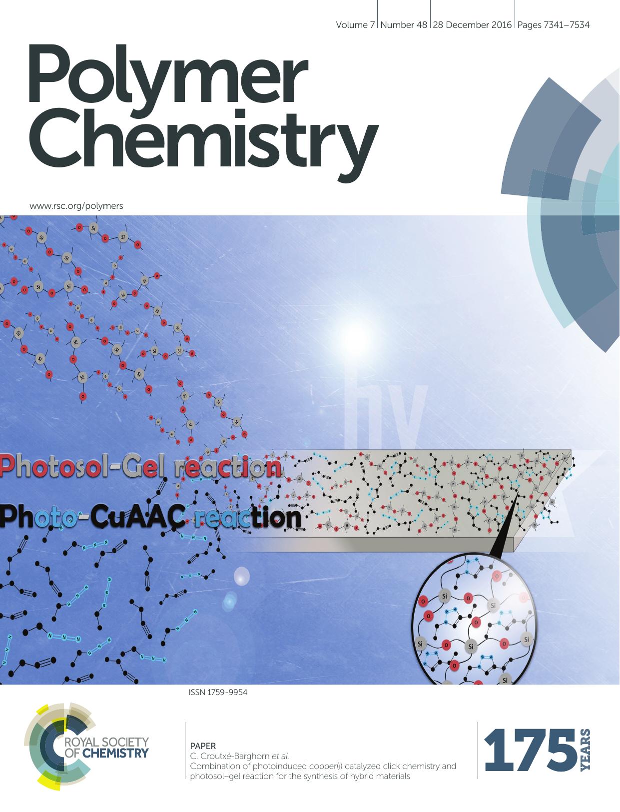 Combination of photoinduced copper(I) catalyzed click chemistry and photosolâgel reaction for the synthesis of hybrid materials by E. Maetz C. Croutxé-Barghorn C. Delaite X. Allonas