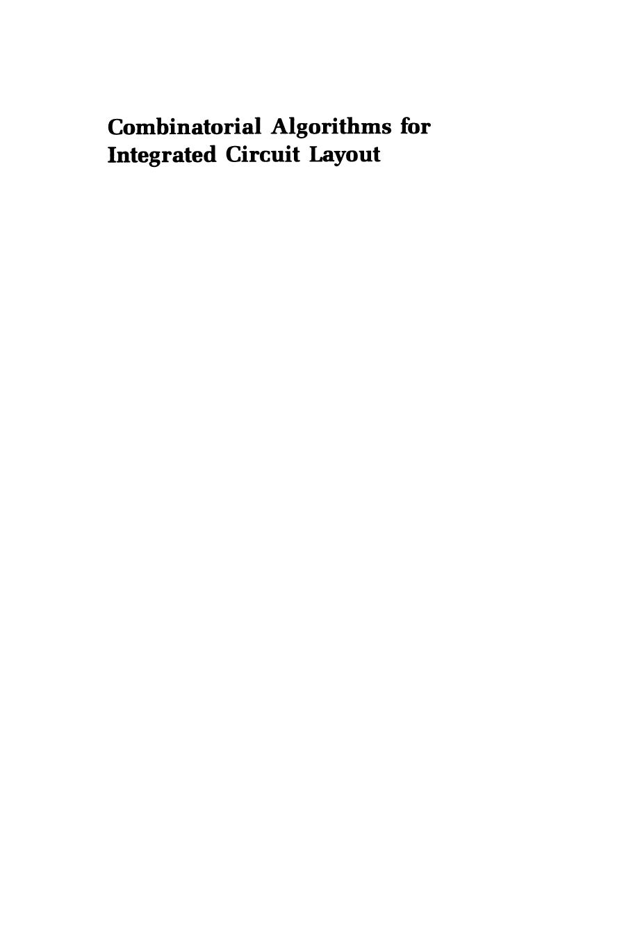 Combinatorial Algorithms for Integrated Circuit Layout by Thomas Lengauer (auth.)