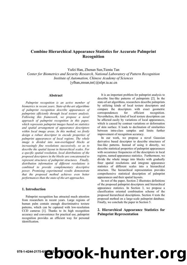 Combine Hierarchical Appearance Statistics for Accurate Palmprint Recognition by 
