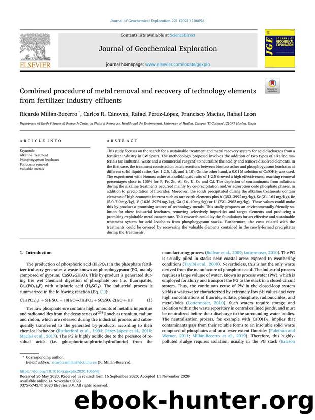Combined procedure of metal removal and recovery of technology elements from fertilizer industry effluents by unknow