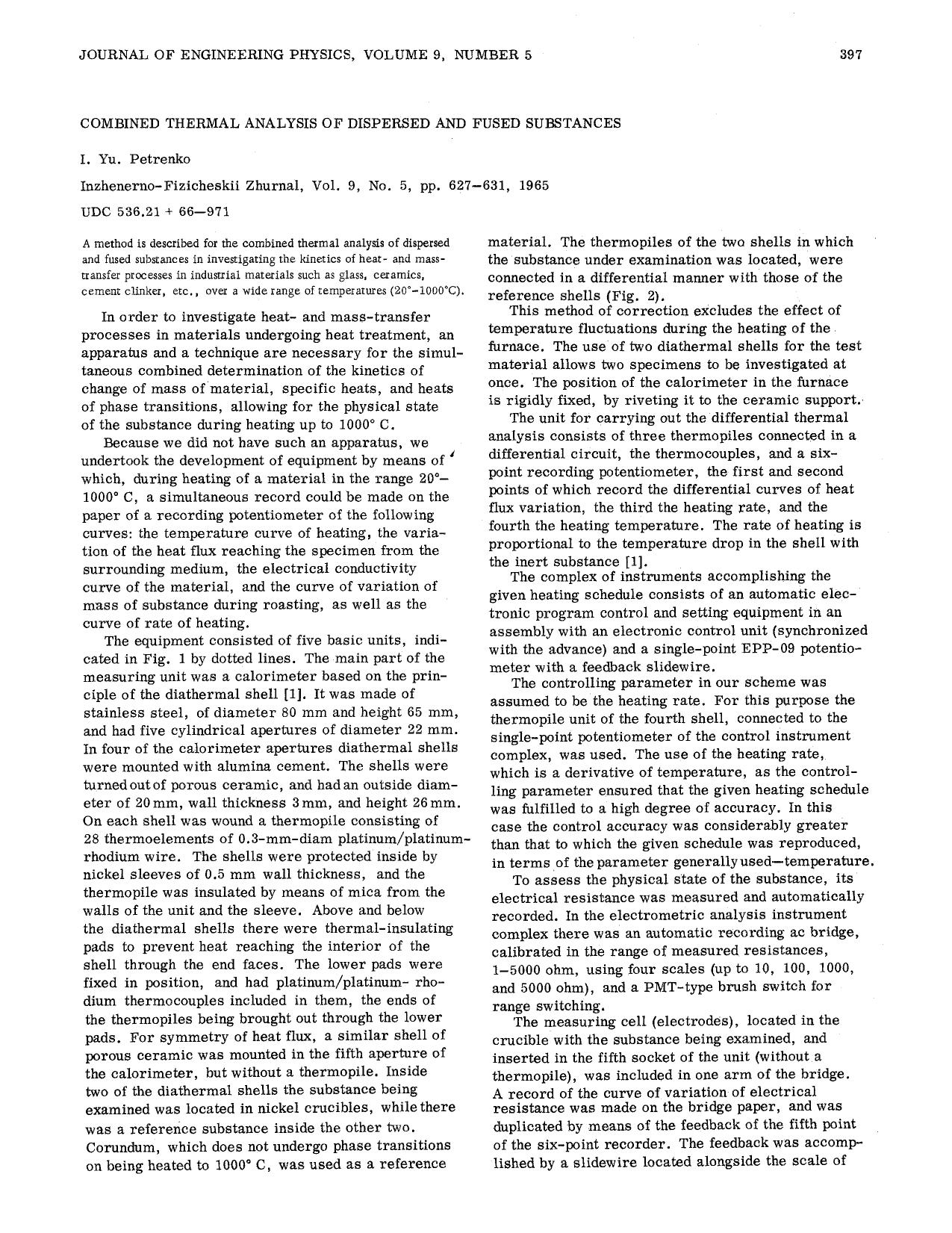 Combined thermal analysis of dispersed and fused substances by Unknown