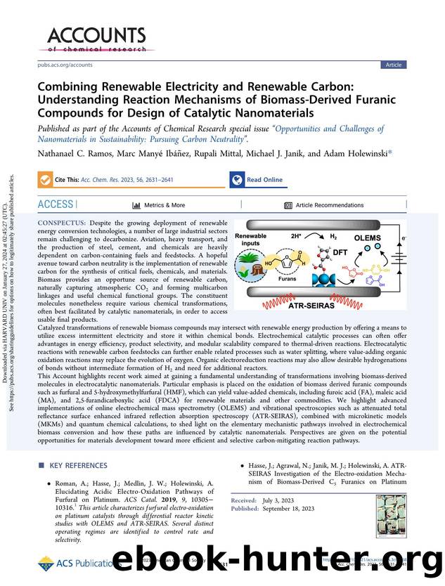 Combining Renewable Electricity and Renewable Carbon: Understanding Reaction Mechanisms of Biomass-Derived Furanic Compounds for Design of Catalytic Nanomaterials by Nathanael C. Ramos Marc Manyé Ibáñez Rupali Mittal Michael J. Janik & Adam Holewinski