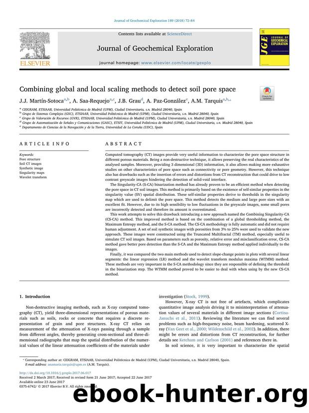 Combining global and local scaling methods to detect soil pore space by J.J. Martín-Sotoca & A. Saa-Requejo & J.B. Grau & A. Paz-González & A.M. Tarquis