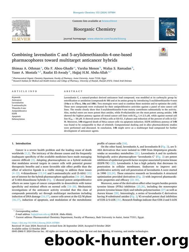 Combining lavendustin C and 5-arylidenethiazolin-4-one-based pharmacophores toward multitarget anticancer hybrids by Shimaa A. Othman