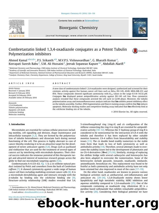 Combretastatin linked 1,3,4-oxadiazole conjugates as a Potent Tubulin Polymerization inhibitors by unknow