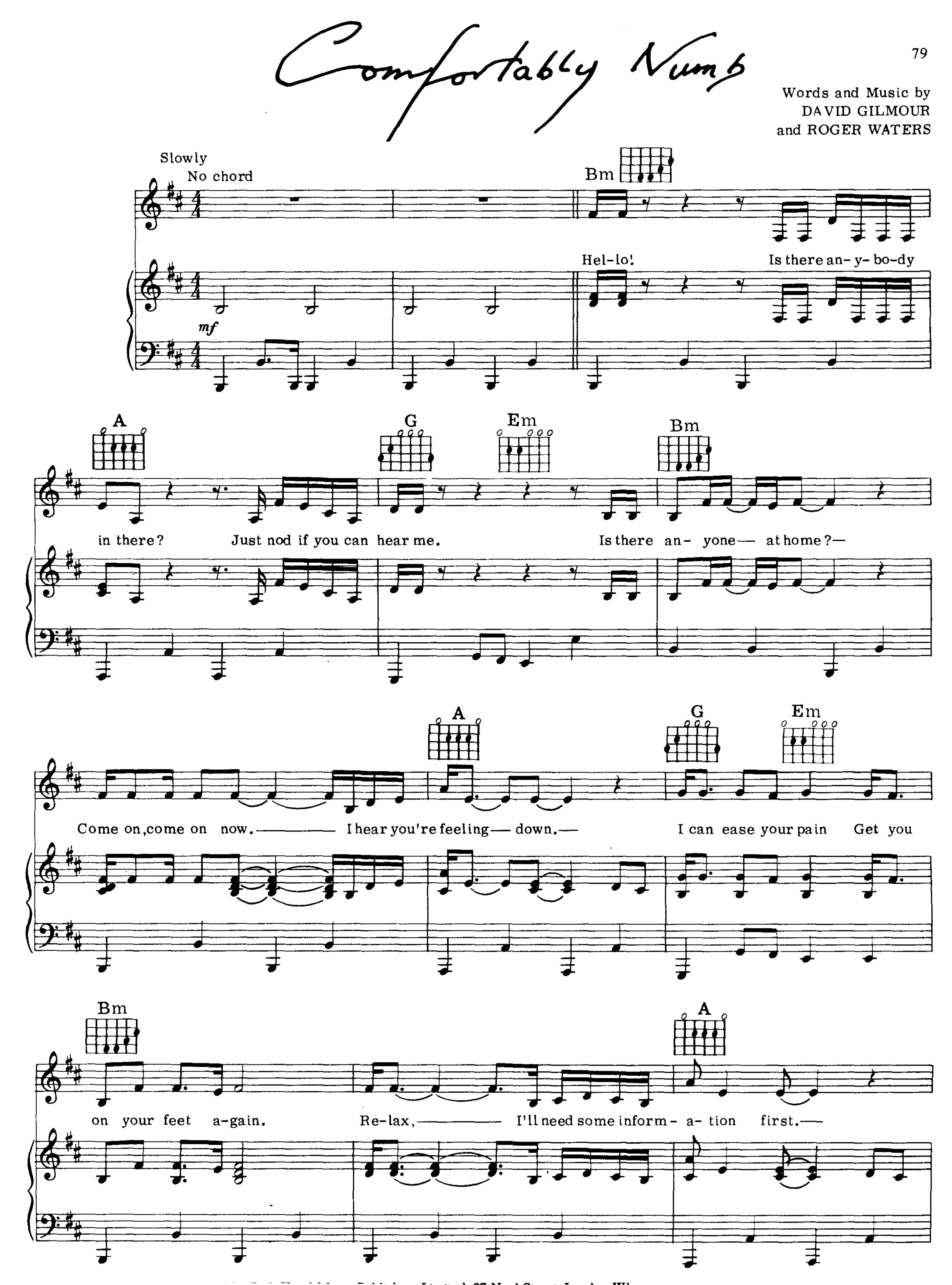 Comfortably Numb (Pink Floyd) by Unknown
