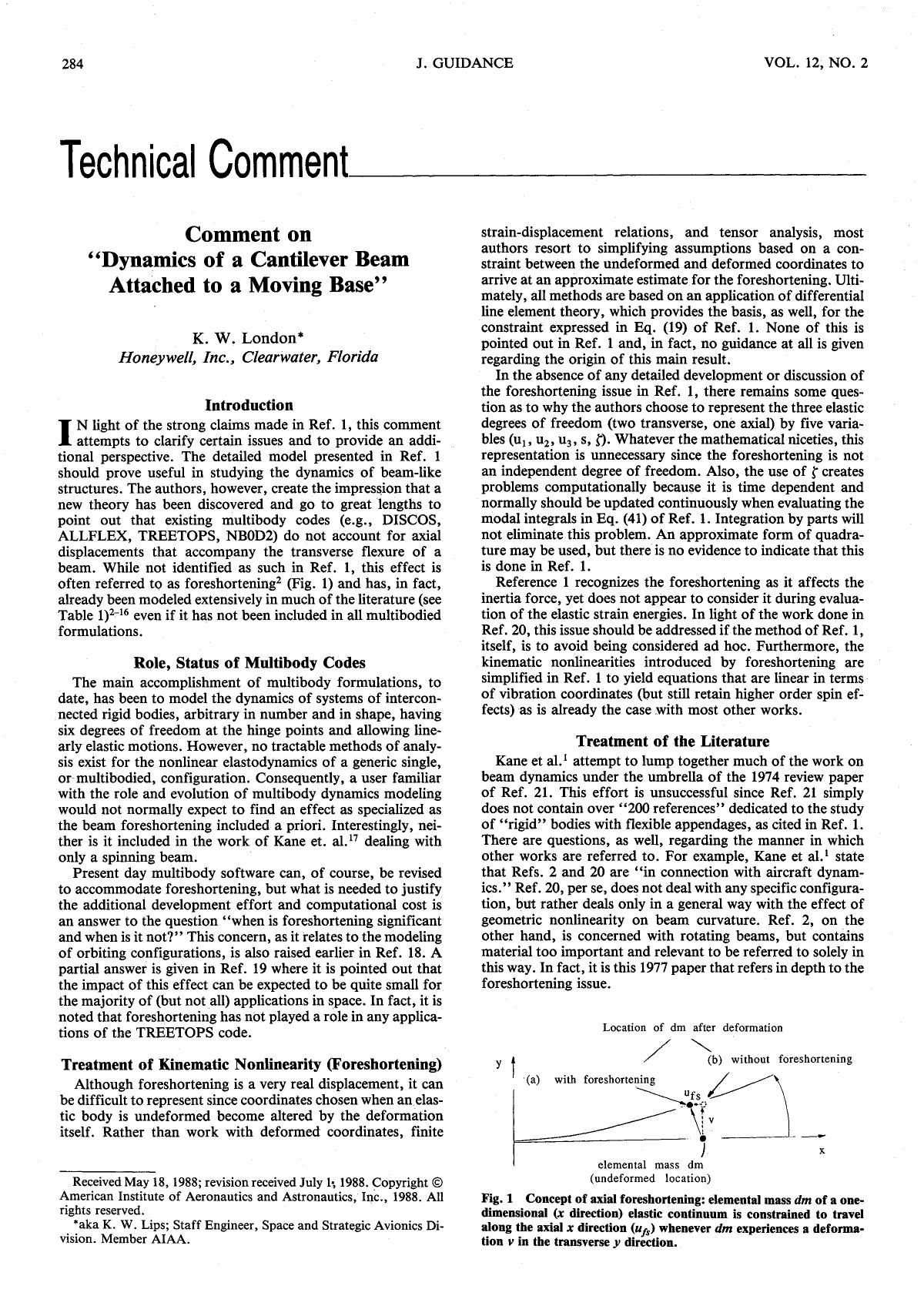 Comment on 'Dynamics of a cantilever beam attached to a moving base' by Unknown
