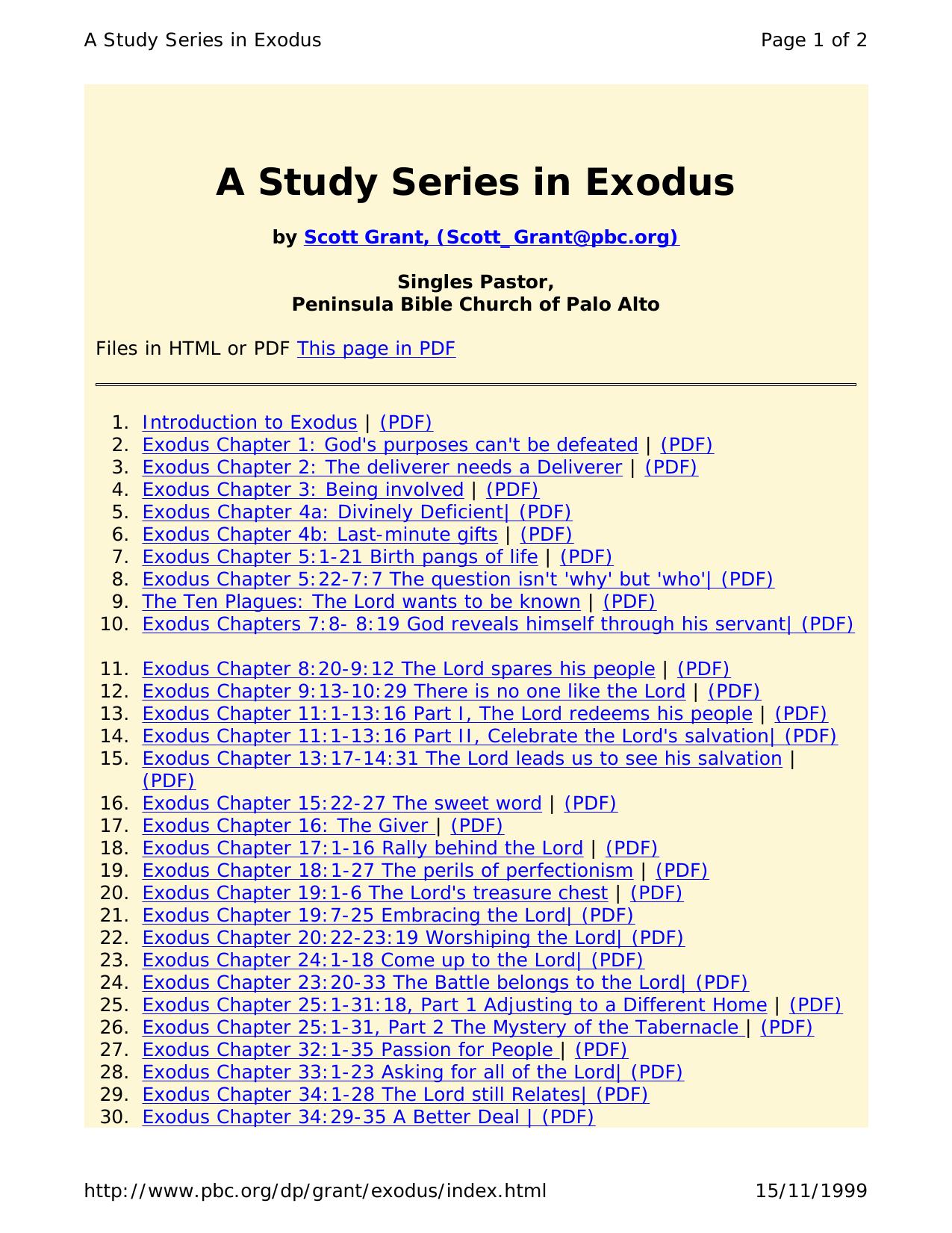 Commentary on Exodus by Scott Grant