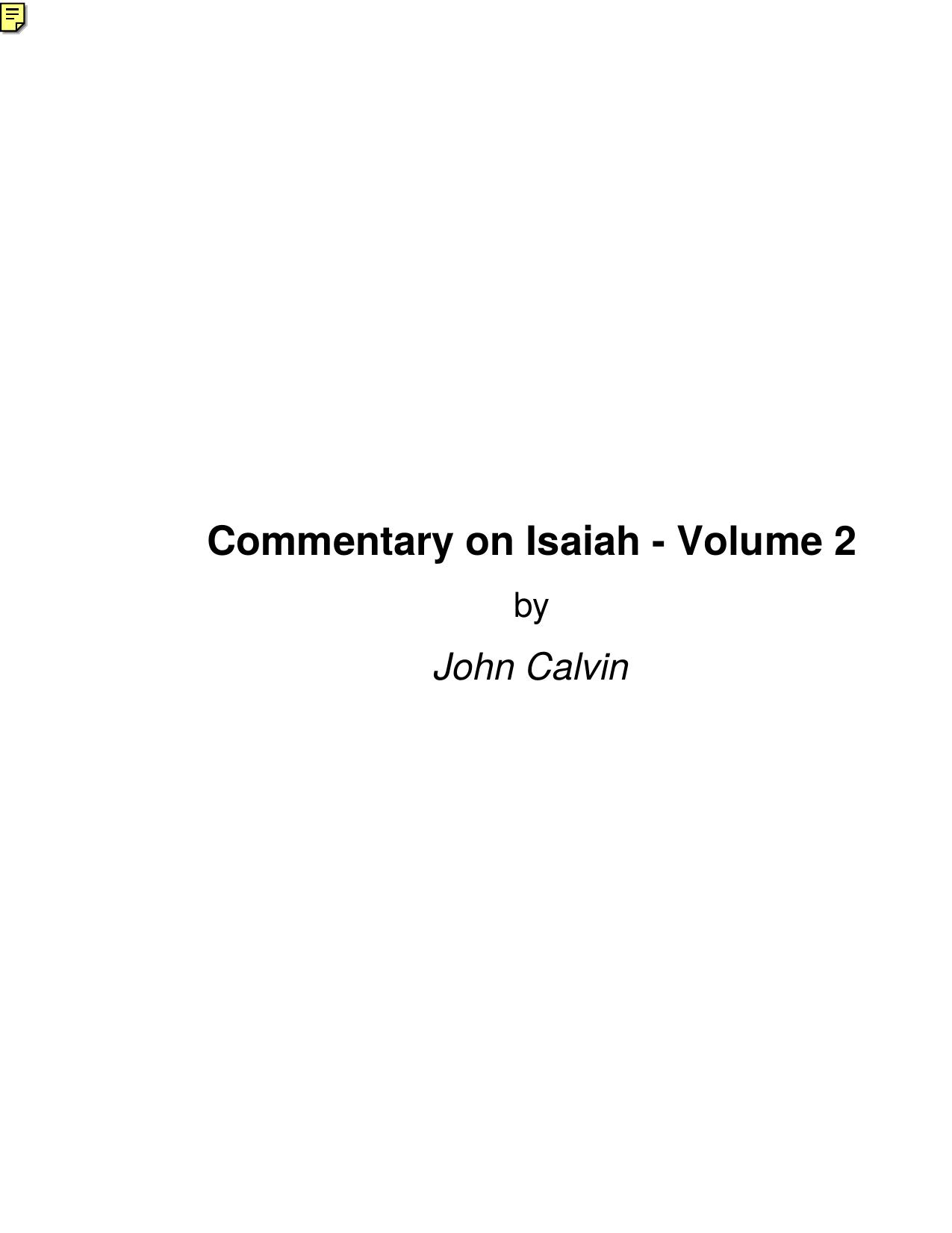 Commentary on Isaiah - Volume 2 by John Calvin