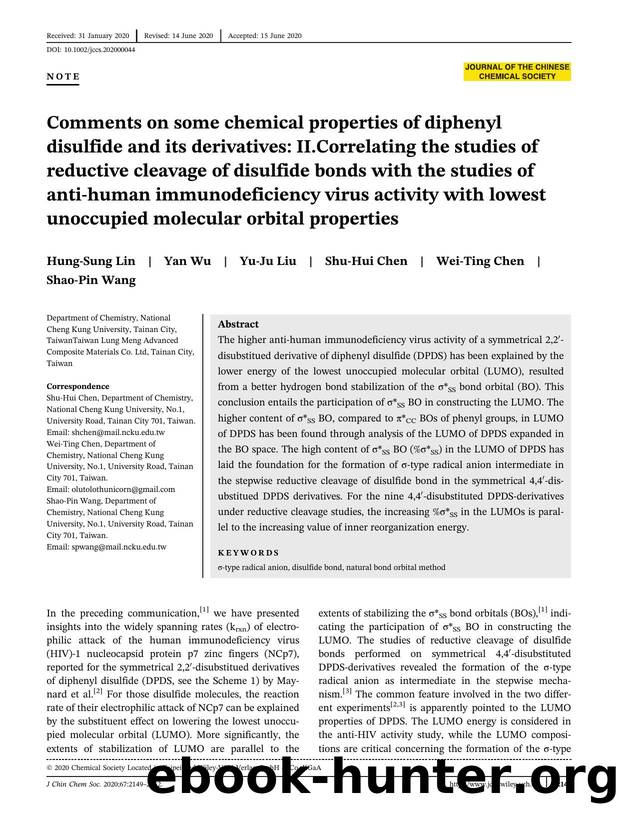 Comments on Some Chemical Properties of Diphenyl Disulfide and Its Derivatives: II. Correlating the Studies of Reductive Cleavage of Disulfide Bonds with the Studies of Anti-HIV Ac by Unknown