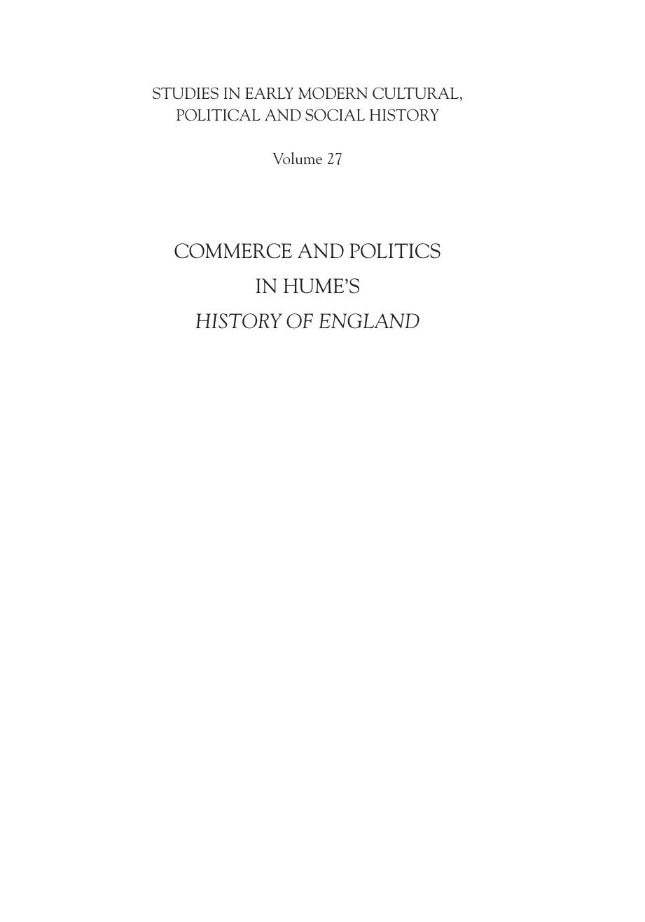 Commerce and Politics in Hume's History of England by Unknow