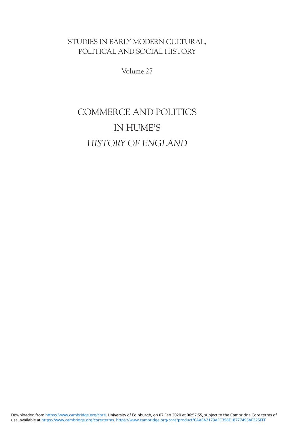 Commerce and politics in Humeâs History of England by Wei Jia